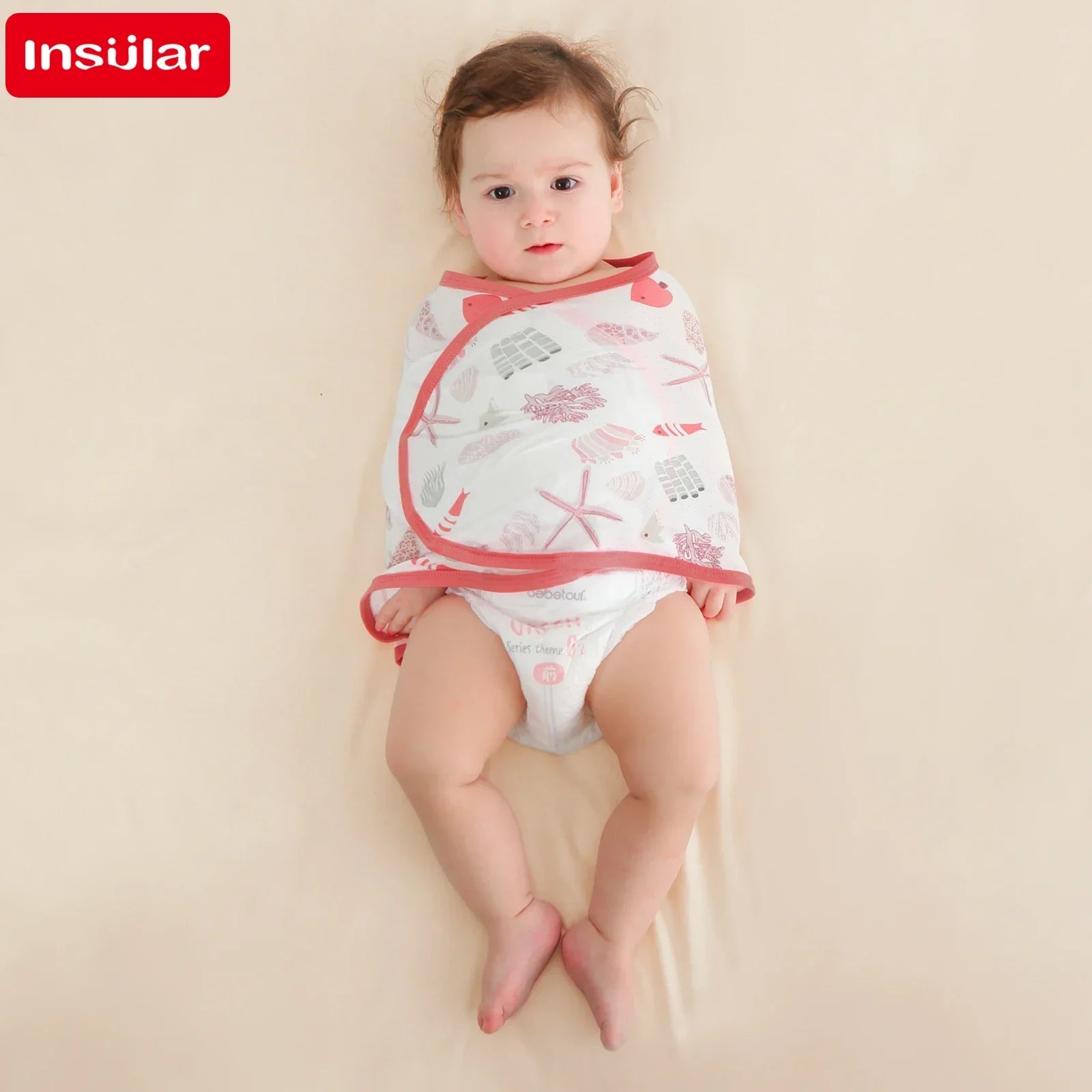 Baby Swaddle Blanket 0-6 Months Bamboo Cotton Strap Protect Belly Baby Sleeping Blanket Wrap for New Born Thin-Style for Summer