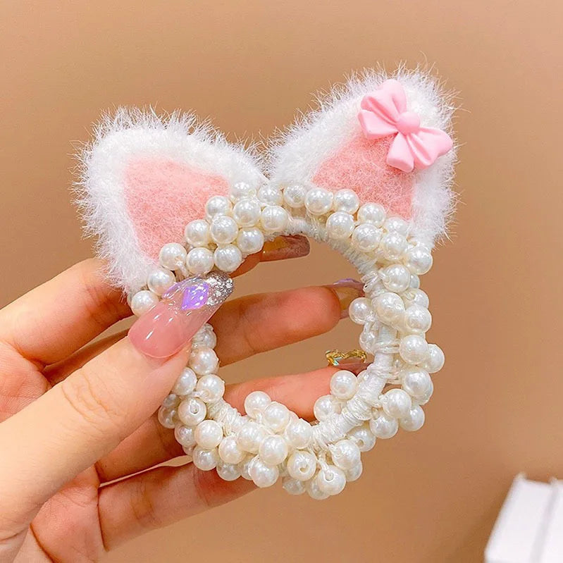 1PCS New Fashion Pearl Crown Princess Cute Kids Elastic Hair Bands Children Hair Ties Girls Hair Accessories Baby Headwear