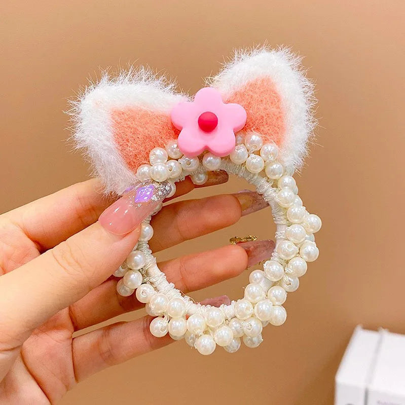 1PCS New Fashion Pearl Crown Princess Cute Kids Elastic Hair Bands Children Hair Ties Girls Hair Accessories Baby Headwear