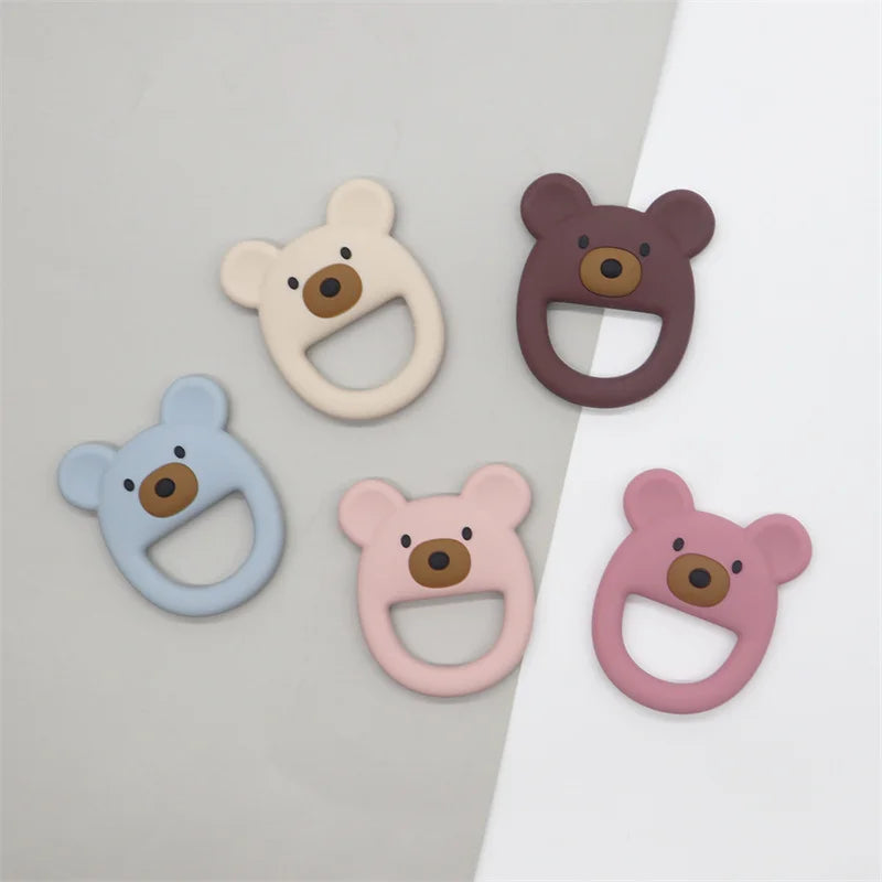 1PC Silicone Teether Baby Kawaii Bear Shape Teether Toy Ring Baby Shower Gift Food Grade Children's Teething Toys Baby Stuff