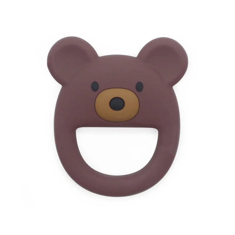 1PC Silicone Teether Baby Kawaii Bear Shape Teether Toy Ring Baby Shower Gift Food Grade Children's Teething Toys Baby Stuff