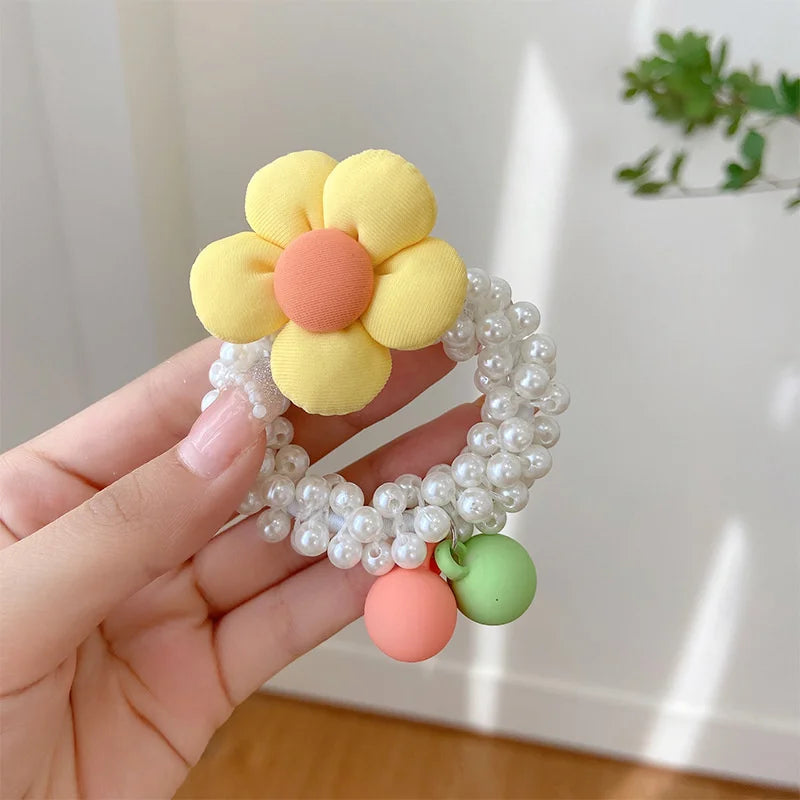 1PCS New Fashion Pearl Crown Princess Cute Kids Elastic Hair Bands Children Hair Ties Girls Hair Accessories Baby Headwear