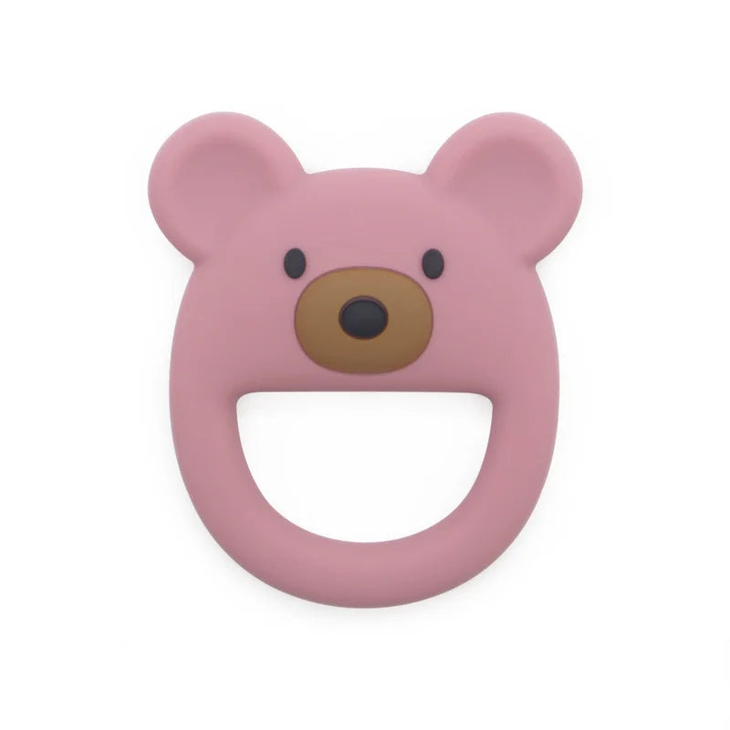 1PC Silicone Teether Baby Kawaii Bear Shape Teether Toy Ring Baby Shower Gift Food Grade Children's Teething Toys Baby Stuff