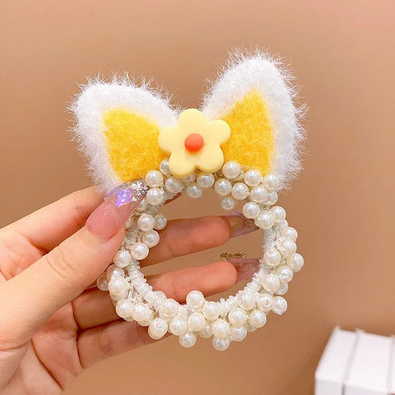 1PCS New Fashion Pearl Crown Princess Cute Kids Elastic Hair Bands Children Hair Ties Girls Hair Accessories Baby Headwear