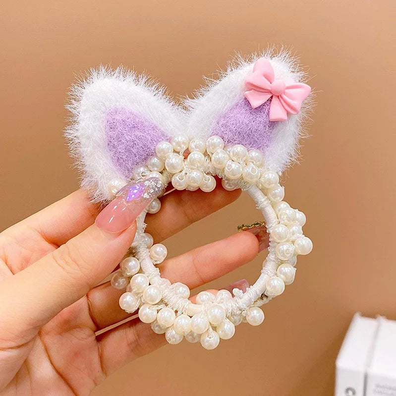 1PCS New Fashion Pearl Crown Princess Cute Kids Elastic Hair Bands Children Hair Ties Girls Hair Accessories Baby Headwear