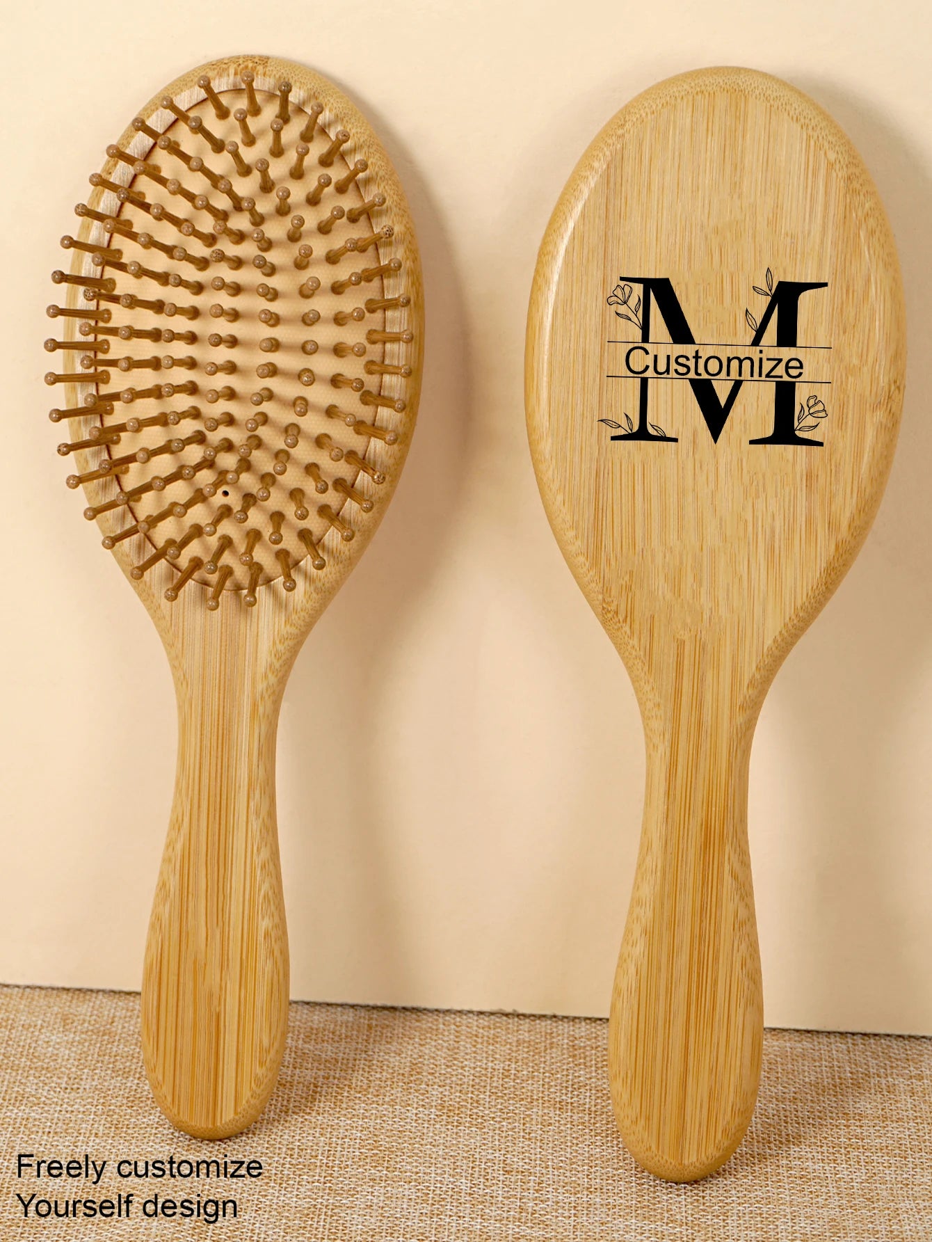 1pc Personalised Custom Bamboo Hairbrush Air Cushion Hair Brush Premium Detangling Massaging Scalp Comb Gifts for Men Women