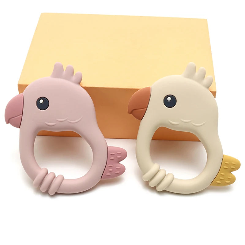 2015 New Design Colorful Parrot Teether - Food-Grade Silicone Baby Teething Toy (BPA-Free) baby teether