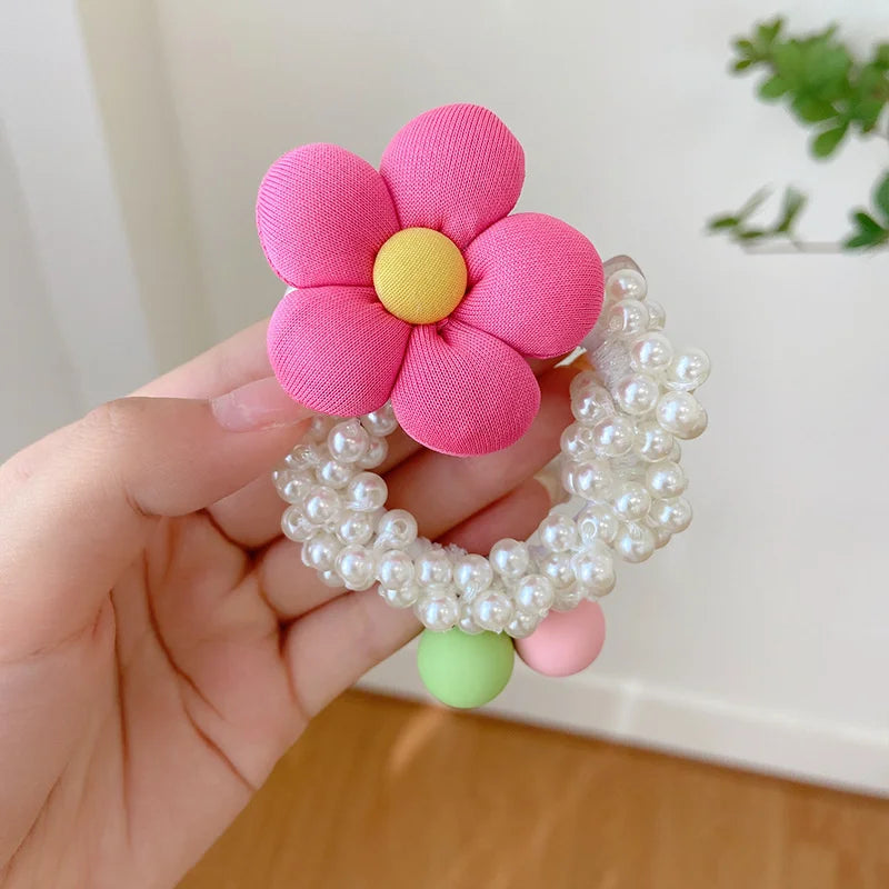 1PCS New Fashion Pearl Crown Princess Cute Kids Elastic Hair Bands Children Hair Ties Girls Hair Accessories Baby Headwear