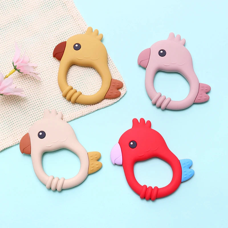 2015 New Design Colorful Parrot Teether - Food-Grade Silicone Baby Teething Toy (BPA-Free) baby teether