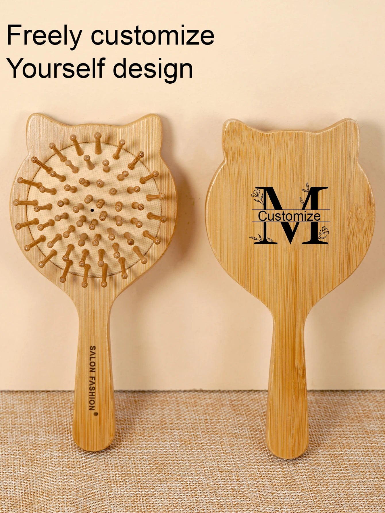 1pc Personalised Custom Bamboo Hairbrush Air Cushion Hair Brush Premium Detangling Massaging Scalp Comb Gifts for Men Women