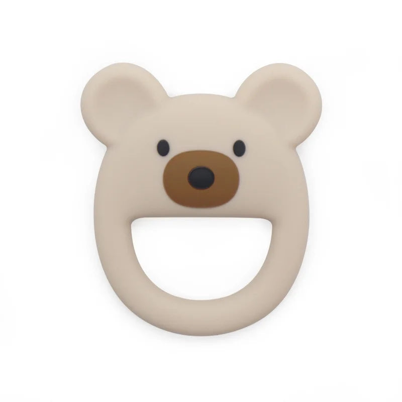 1PC Silicone Teether Baby Kawaii Bear Shape Teether Toy Ring Baby Shower Gift Food Grade Children's Teething Toys Baby Stuff