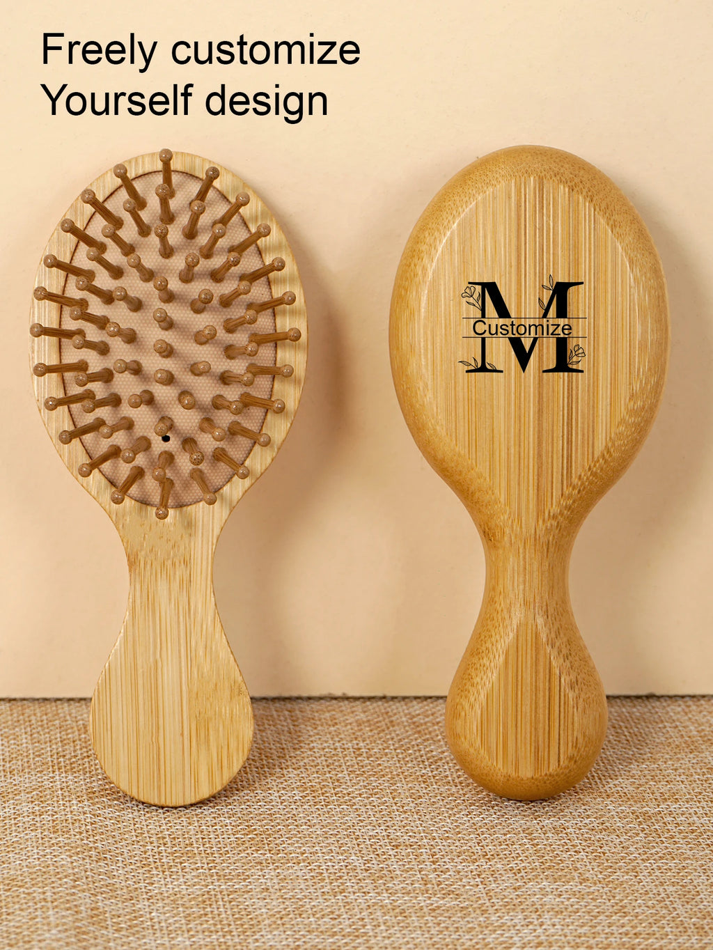 1pc Personalised Custom Bamboo Hairbrush Air Cushion Hair Brush Premium Detangling Massaging Scalp Comb Gifts for Men Women