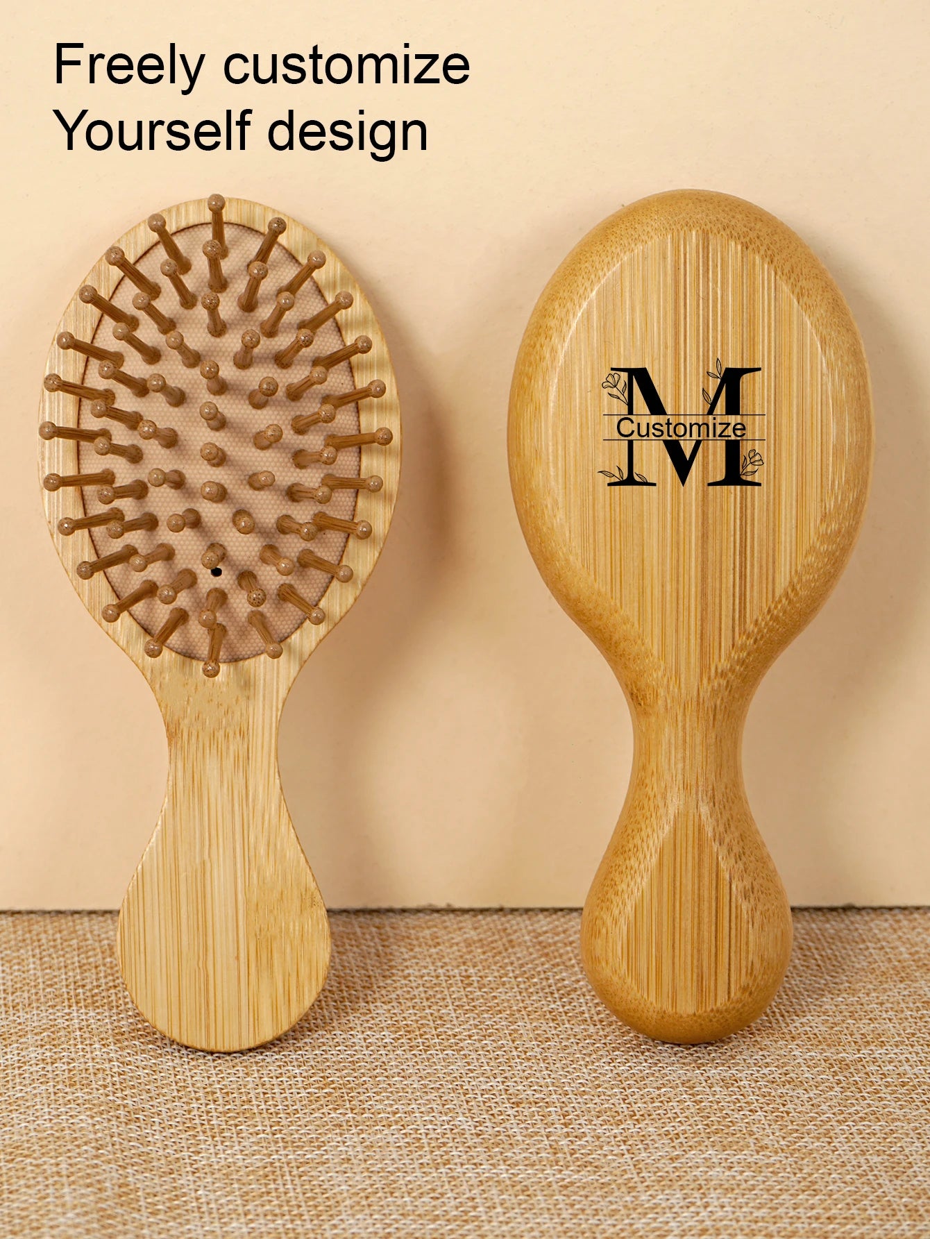 1pc Personalised Custom Bamboo Hairbrush Air Cushion Hair Brush Premium Detangling Massaging Scalp Comb Gifts for Men Women