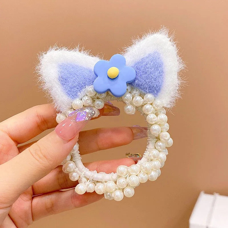 1PCS New Fashion Pearl Crown Princess Cute Kids Elastic Hair Bands Children Hair Ties Girls Hair Accessories Baby Headwear