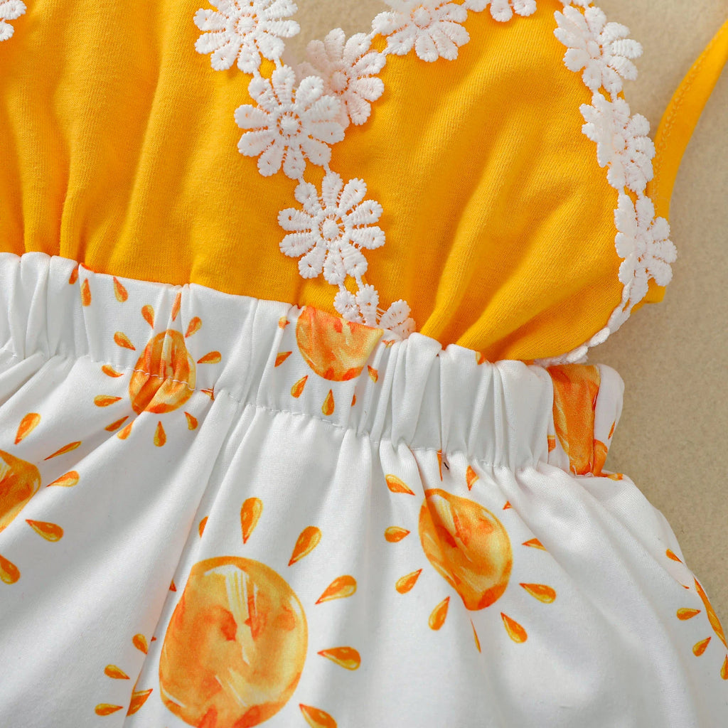 2022 Summer Baby Girls Rompers Toddler Jumpsuits Newborn Girl Sun Printed Sleeveless Infant Romper Baby Kid Clothes 0-4T