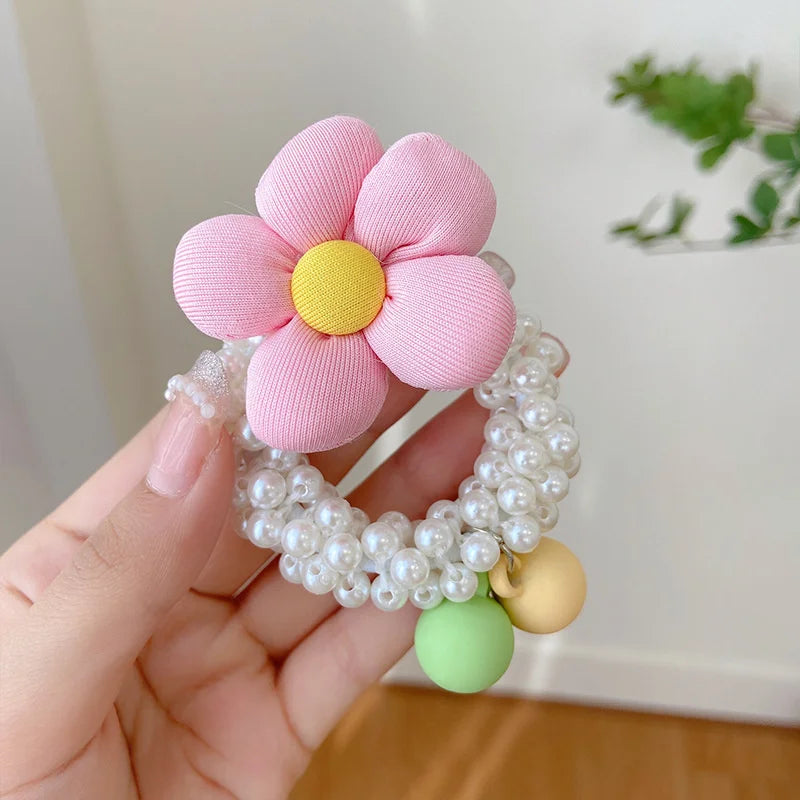 1PCS New Fashion Pearl Crown Princess Cute Kids Elastic Hair Bands Children Hair Ties Girls Hair Accessories Baby Headwear