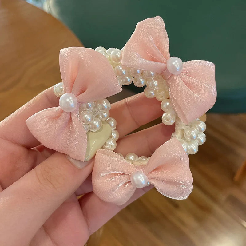 1PCS New Fashion Pearl Crown Princess Cute Kids Elastic Hair Bands Children Hair Ties Girls Hair Accessories Baby Headwear