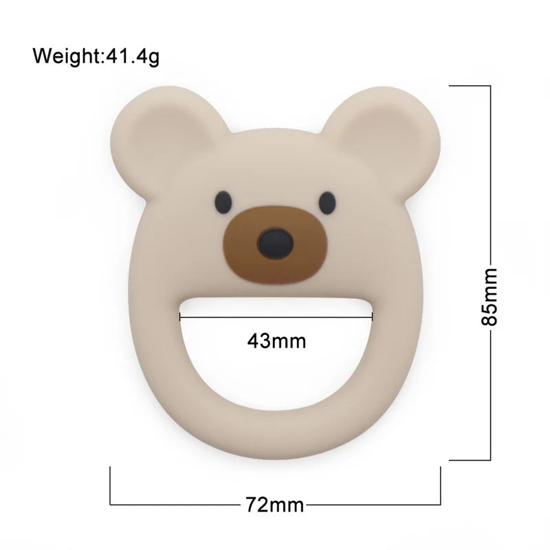 1PC Silicone Teether Baby Kawaii Bear Shape Teether Toy Ring Baby Shower Gift Food Grade Children's Teething Toys Baby Stuff