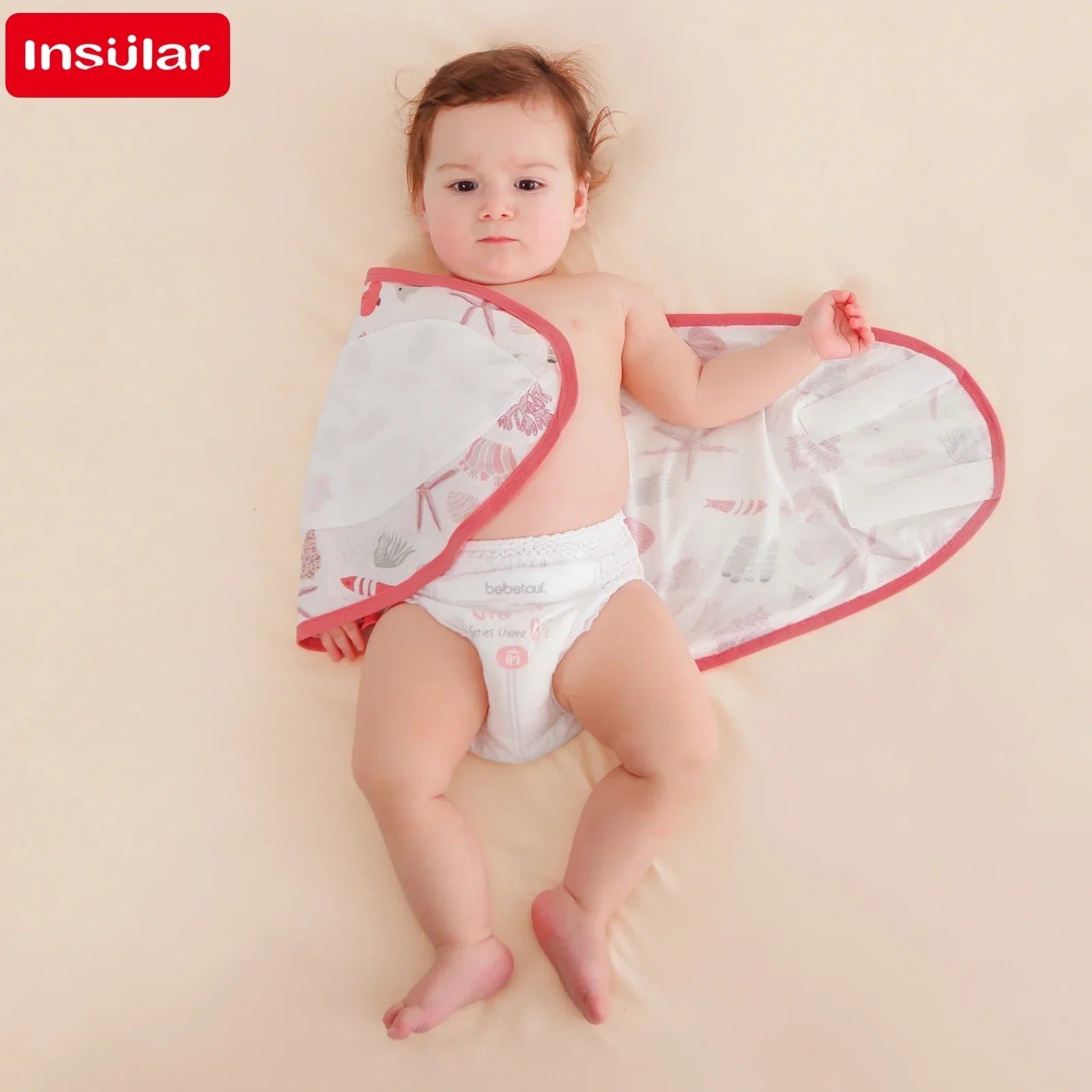 Baby Swaddle Blanket 0-6 Months Bamboo Cotton Strap Protect Belly Baby Sleeping Blanket Wrap for New Born Thin-Style for Summer